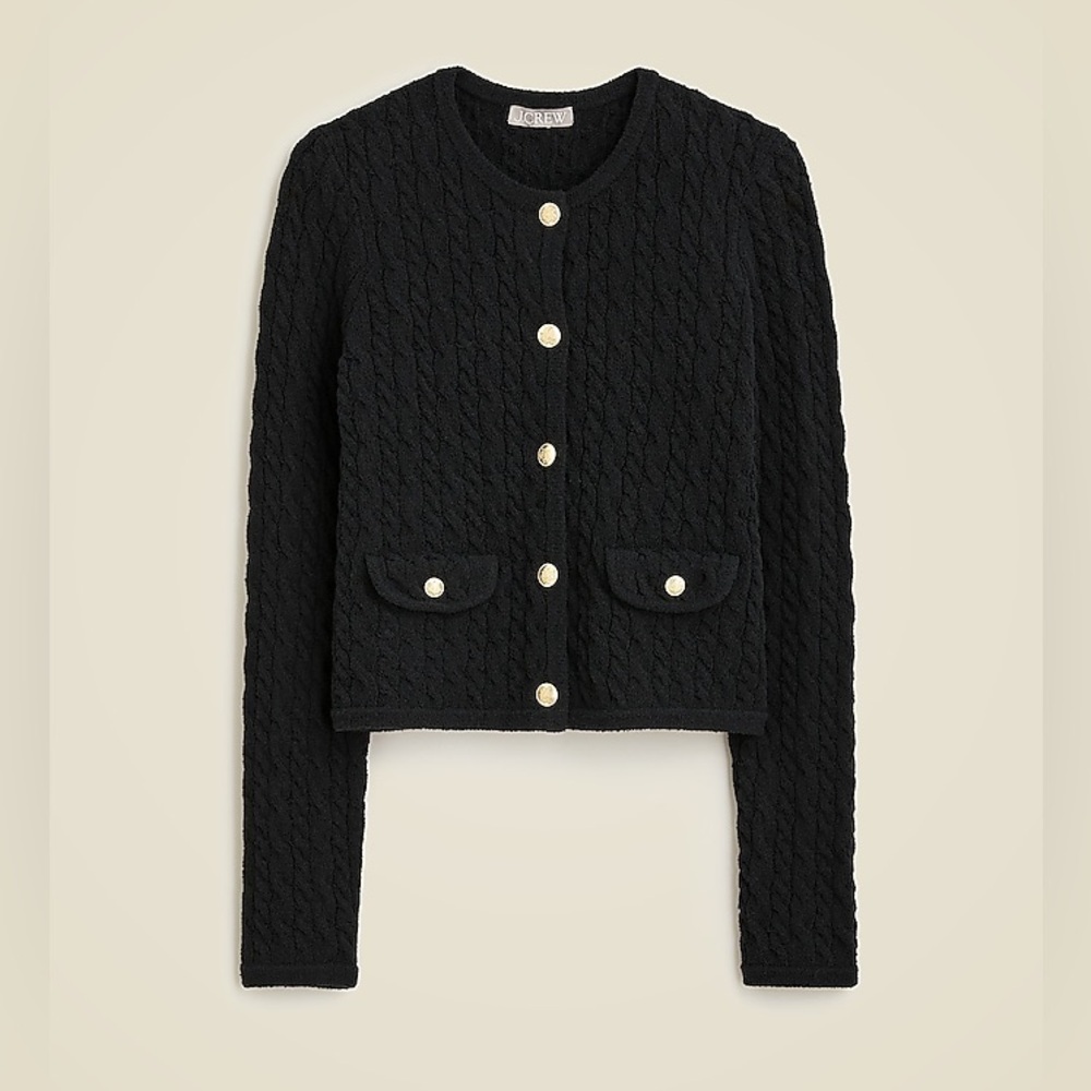J. Crew Women's Odette Cable Knit Sweater Lady Jacket Cotton Boucle NWT